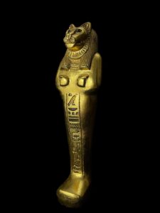 Gold Leaf Sekhmet Statue: Egyptian Goddess Decor - Image 1