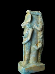 Flamestone Egyptian God Sobek Statue with Sekhmet - Image 1