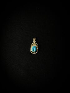 Silver Egyptian Scarab Pendant Necklace: Turquoise Good Luck Charm - Image 1