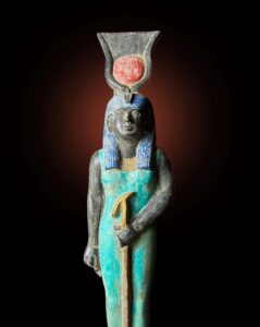 Handmade Goddess Hathor Statuette: Egyptian Spirituality Decor - Image 1