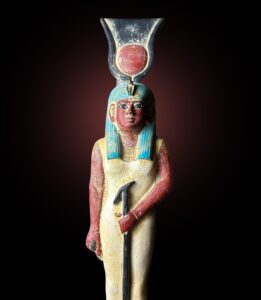 Handmade Goddess Hathor Statuette: Egyptian Spirituality Decor - Image 1