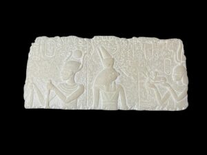 Alabaster Egyptian Mythology Relief: Ancient Art Wall Decor - Image 1