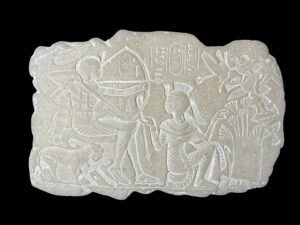 Alabaster Egyptian Mythology Relief: Ancient Home Decor - Image 1