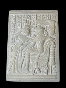 Alabaster Egyptian Art Relief: Ancient Mythology Home Decor - Image 1