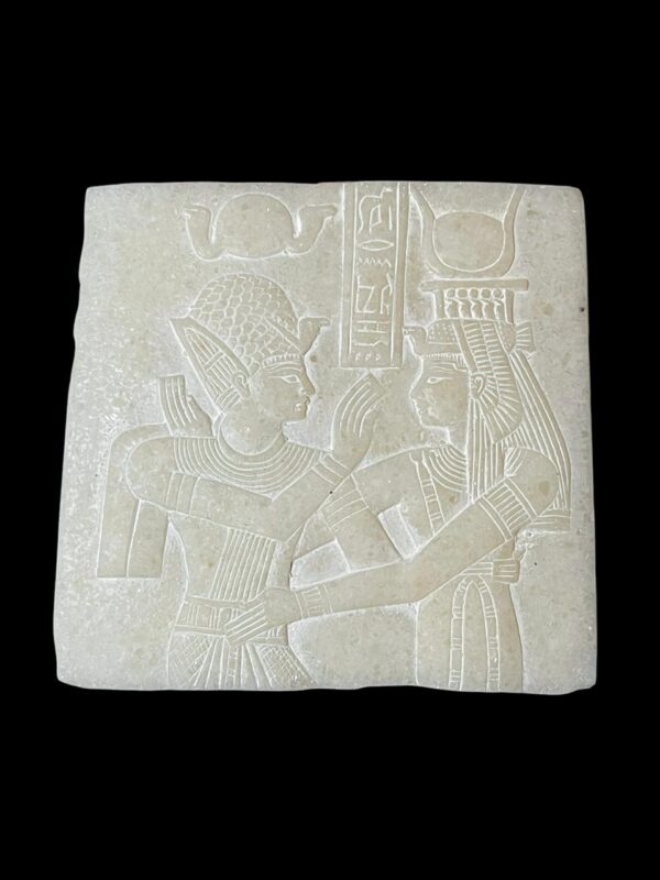 Alabaster Ancient Egyptian Art Relief: Mythology Home Decor