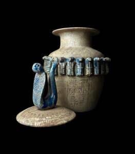 Vintage Egyptian Vase: Cobra Goddess Decor, Ancient Inscriptions - Image 1