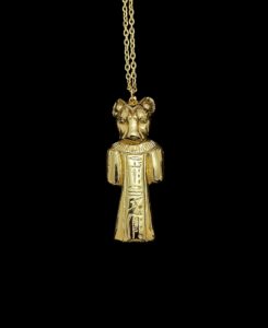 24k Gold Plated Sekhmet Pectoral Necklace - Hand-Carved Egyptian Brass - Image 1