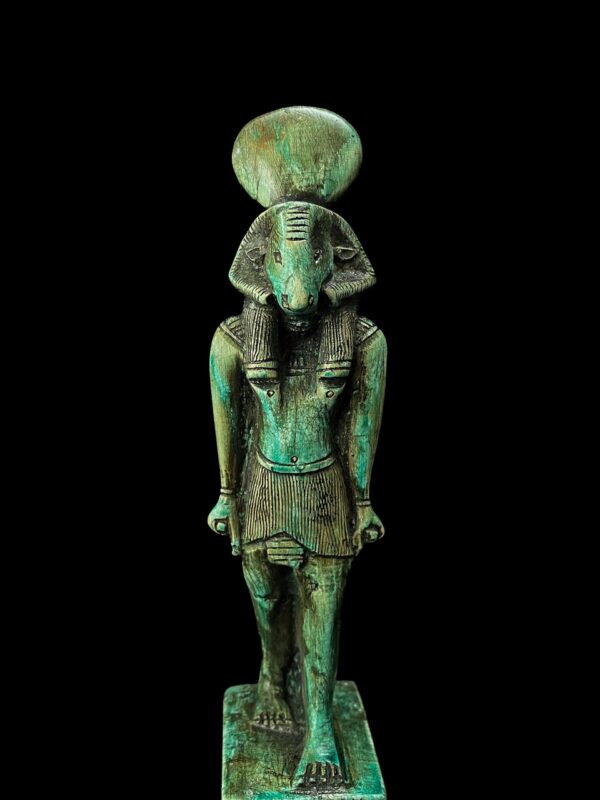 Vintage Ram God Khnum Statue: Ancient Egyptian Decor