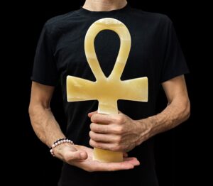 Alabaster Ankh Key of Life: Egyptian Wall Hanging - Image 1