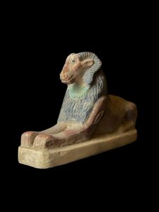 God Amun with sphinx body statue made in Egypt - Image 1