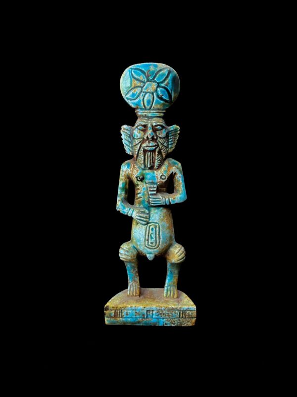 Hand-Carved Porcelain God Bes Statue: Egyptian Home Decor