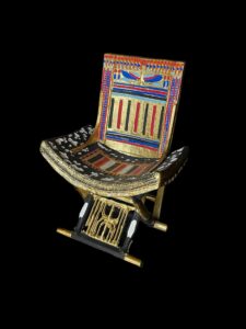 King Tutankhamun Throne Chair: Eye of Horus & Nekhbet Symbol - Image 1