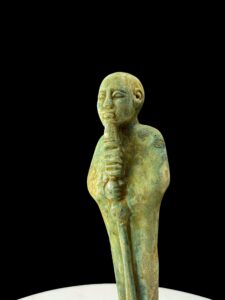 Handcrafted Rose & Black Granite Egyptian God Ptah Statue - Image 1