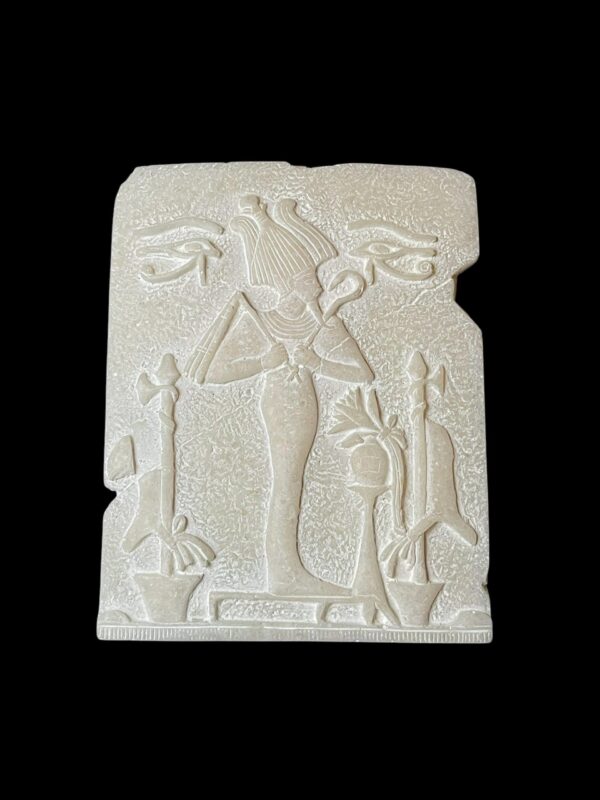 Egyptian God Osiris Wall Relief with Eye of Horus and Ra