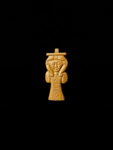 Goddess Hathor Amulet: Hand-Carved Egyptian Gemstone Pendant - Image 1
