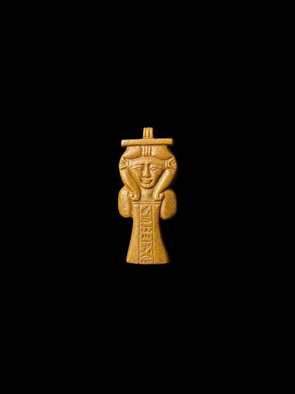 Goddess Hathor Amulet: Hand-Carved Egyptian Gemstone Pendant