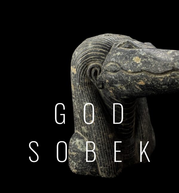 Granite Egyptian God Sobek Statue: Crocodile God of the Nile