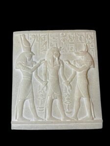 Unique ancient Egyptian Wall relief of Anubis and Horus bless Ramses II - Image 1