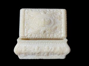 Egyptian style Box featuring Goddess Isis, Pharaonic Box for Jewelry and precious stuff. Pharaonic jewelry box. winged Scarab box - Image 1