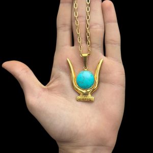 Goddess Hathor horn Amulet - Authentic Egyptian Craftsmanship - Spiritual Protection & Empowerment - Hathor pendant necklace. - Image 1