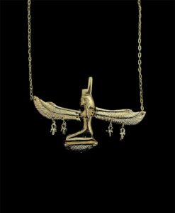 7" W Goddess Isis pectoral with ankh key of life Amulets, Goddess Isis Necklace made of Brass & 24k Gold plating - Image 1