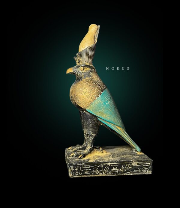 Basalt Egyptian God Horus Statue: Falcon God of Sky Art