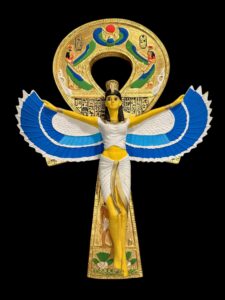 Goddess Isis with Ankh key of Life. Egyptian Key holder lovers, Ancient Egyptian Ankh key of life symbol, symbol of Egyptian Key of life. - Image 1