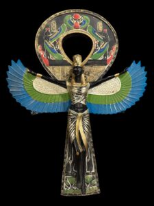 Goddess Isis with Ankh key of Life. Egyptian Key holder lovers, Ancient Egyptian Ankh key of life symbol, symbol of Egyptian Key of life. - Image 1