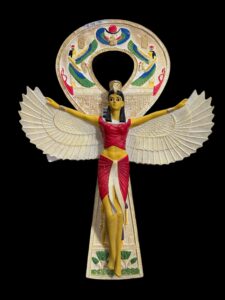Goddess Isis with Ankh key of Life. Egyptian Key holder lovers, Ancient Egyptian Ankh key of life symbol, symbol of Egyptian Key of life. - Image 1