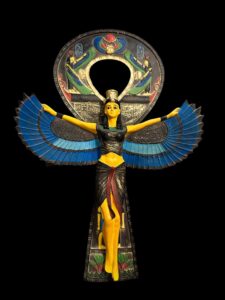 Goddess Isis with Ankh key of Life. Egyptian Key holder lovers, Ancient Egyptian Ankh key of life symbol, symbol of Egyptian Key of life. - Image 1