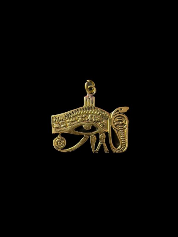 Brass Eye of Horus Pendant: Ancient Egyptian Amulet Necklace