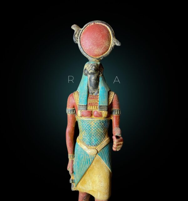 Rare Falcon Egyptian God Ra Statue: God of Sun Disk