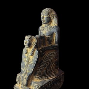 Egyptian High Priest Statue: Wadjet Cobra & Hathor Sun Disk - Image 1