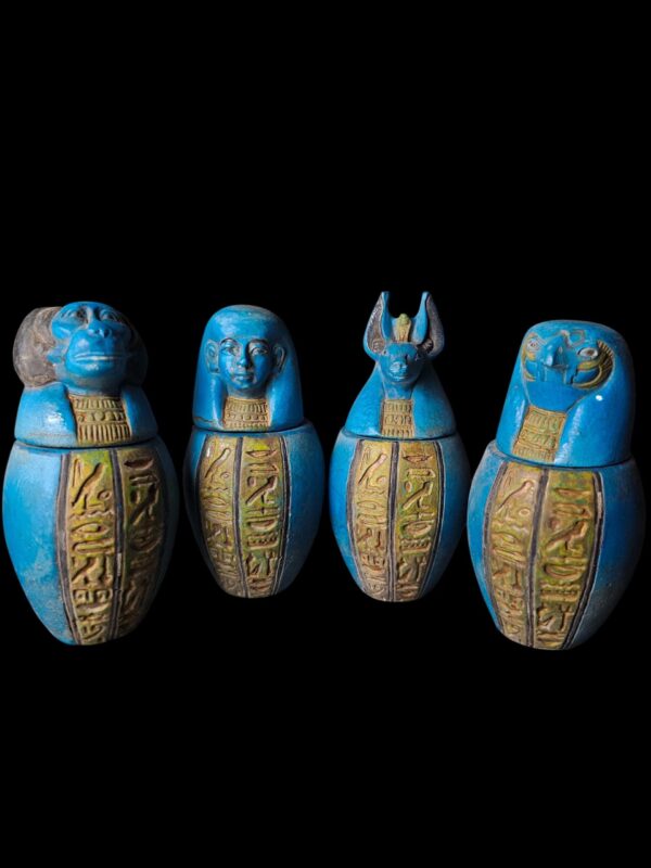 Porcelain Canopic Jars Figurines: Sons of Horus, Egyptian Decor