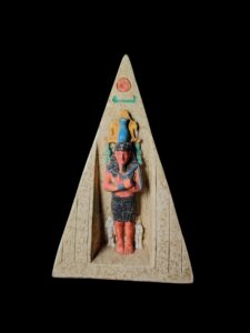 Egyptian Pyramid replica statue is made of stone and a pharaoh statuette. - Image 1