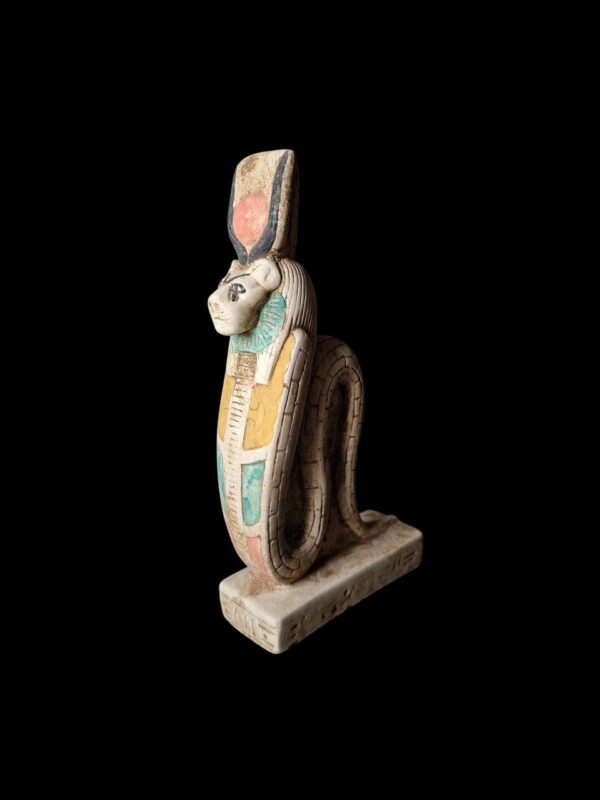 Egyptian Goddess Sekhmet Statue with Cobra: Handmade Statuette