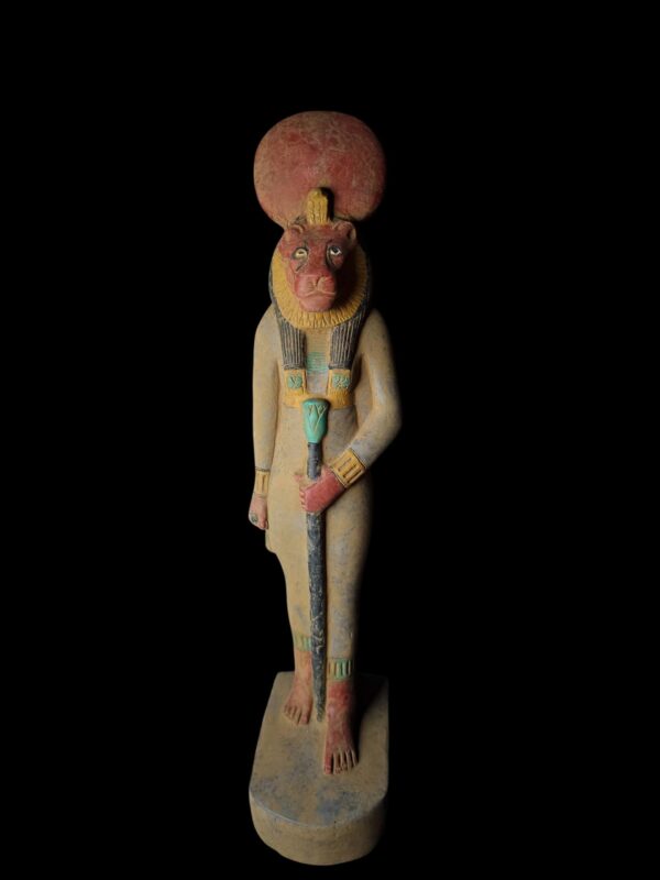 Egyptian Goddess Sekhmet Statue: Colorful Egyptian Statuette