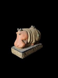 Hand-Carved Stone Hippopotamus Amulet: Egyptian Museum Replica - Image 1