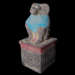 Egyptian Baboon Stone Statue: Museum Replica, Thoth Symbol - Image 1