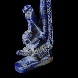 Rare Lapis Lazuli Egyptian God Sobek & Goddess Sekhmet Statue - Image 1