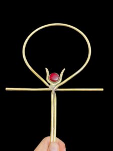 24k Gold Plated Ankh Cross: Key of Life with Hathor Symbol - Image 1