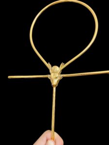 24k Gold Plated Ankh Cross with Goddess Hathor: Key of Life Symbol - Image 1