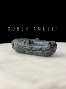 Natural Stone Sobek Amulet: Egyptian Crocodile God Pendant - Image 1