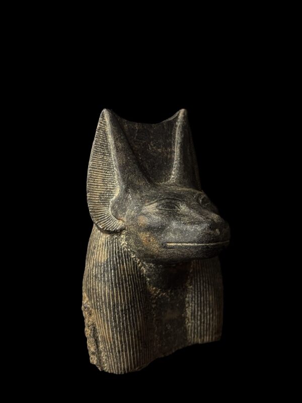 Hand Carved Granite Anubis Statue: Authentic Egyptian Decor