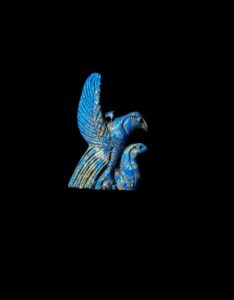 Lapis Lazuli Flying Horus Amulet with Cobra Goddess - Image 1