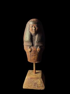 Egyptian vintage Ushabti, Shabti with Museum stand. Egyptian replica artifacts - Image 1