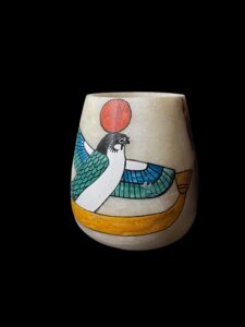 Egyptian Alabaster Vase: God Ra Falcon Home Decor - Image 1