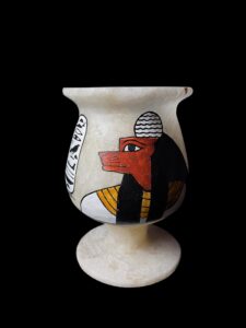 Egyptian Alabaster Vase: Goddess Tefnut Home Decor - Image 1