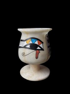 Egyptian Alabaster Vase: Eye of Ra & Horus, Home Decor - Image 1