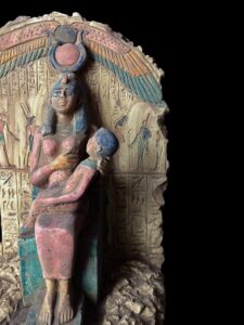 Vintage Goddess Isis statue, unique Isis goddess Statue. Goddess Isis breastfeeding God Horus Museum statue - Image 1